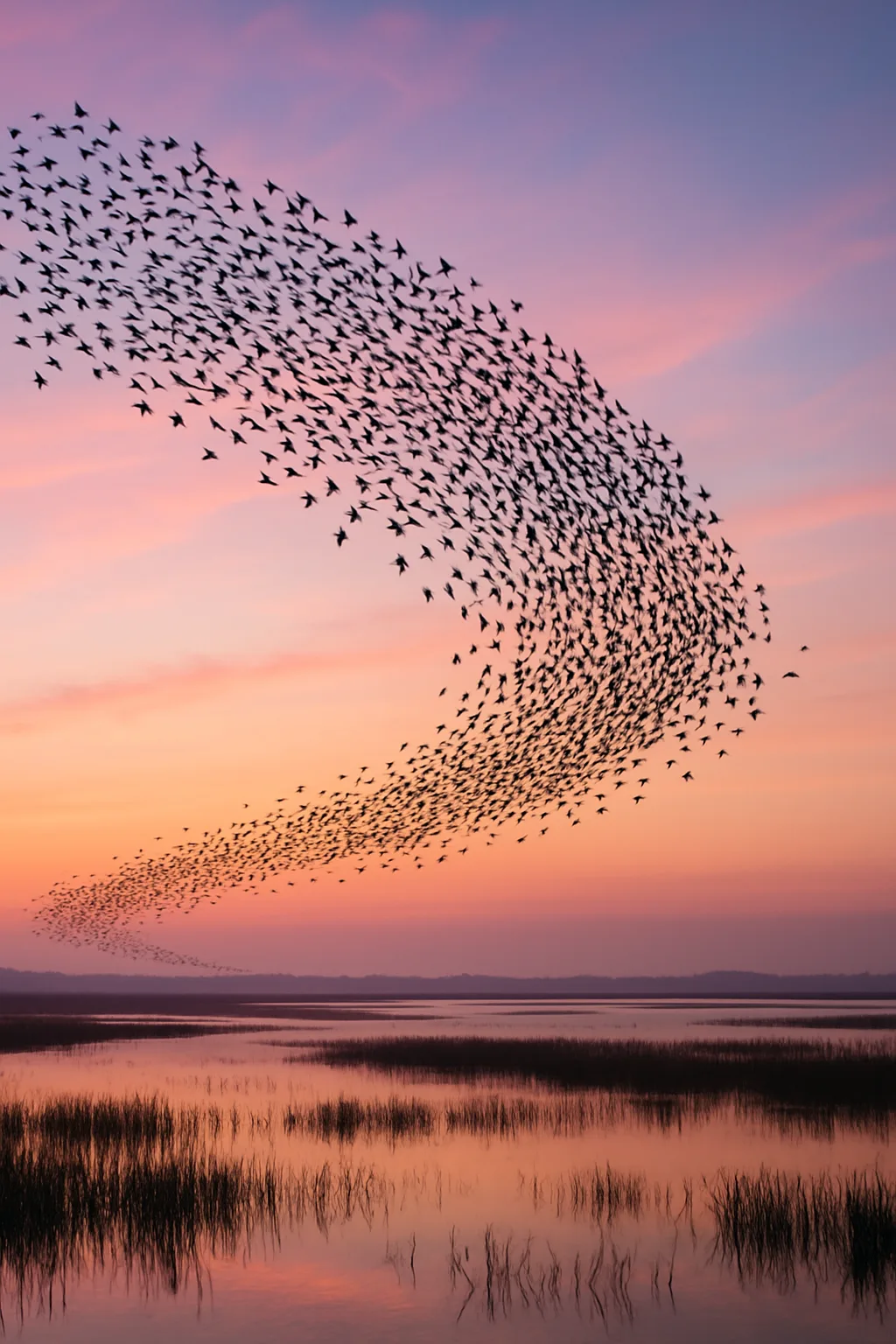 Vast Flock of Migratory Birds Forms a Dynamic