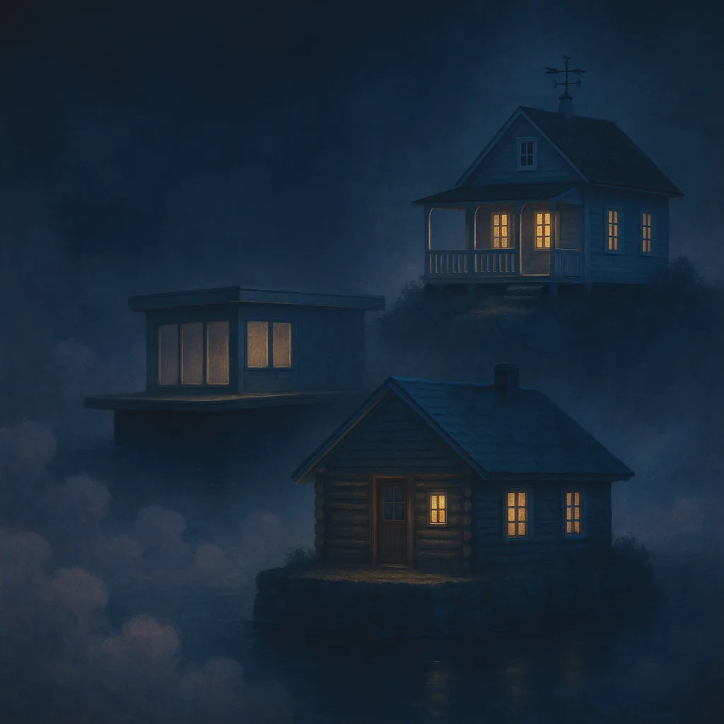Three Distinct Boathouses Overlap to Create Depth
