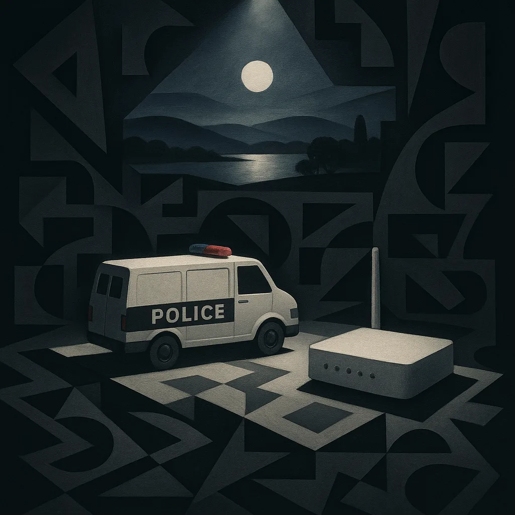 Police Van and Modem in Stark Profile