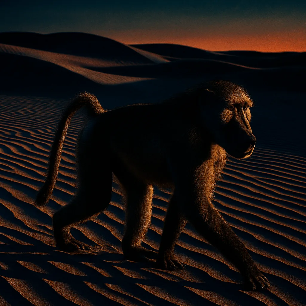 Across Vast Sand Dunes Rippled by Wind at Sunset