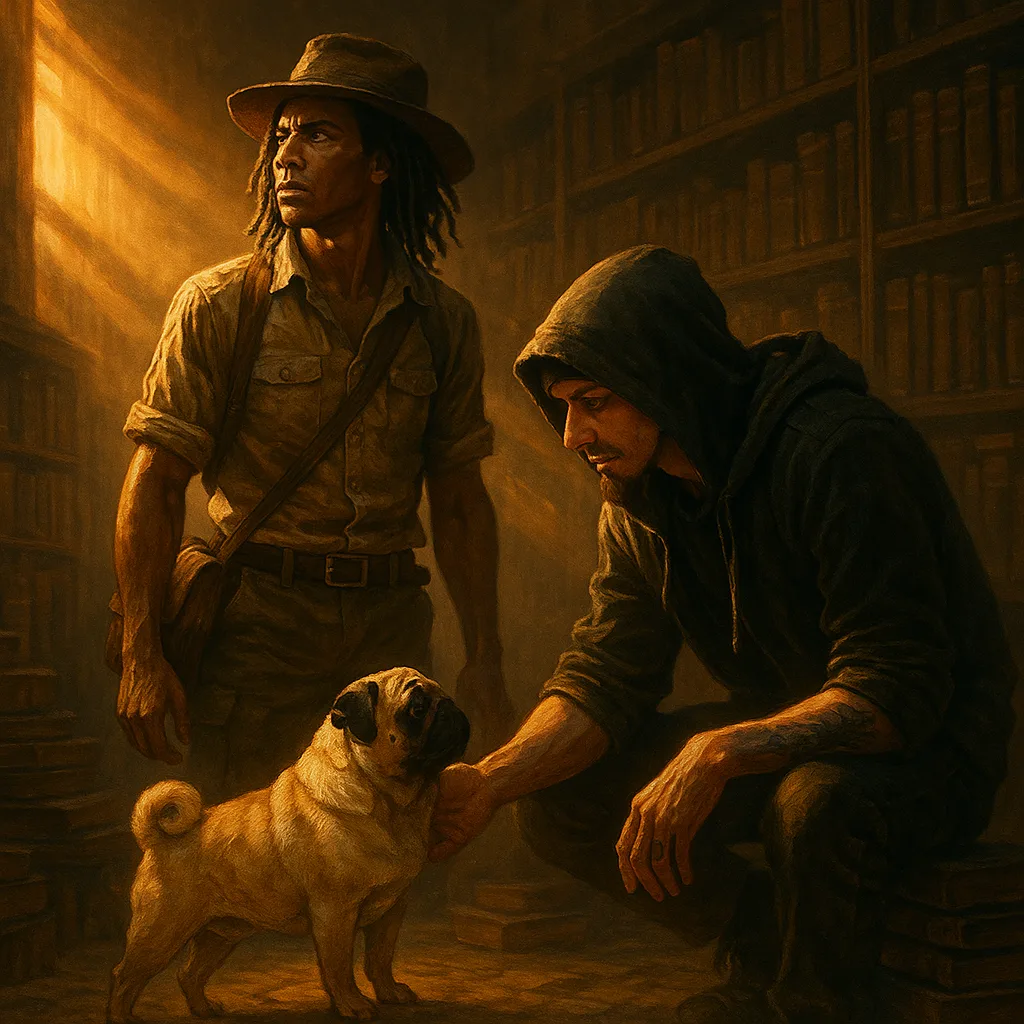 Historical Explorer Character with Matted Dreadlocks and Cargo Shorts