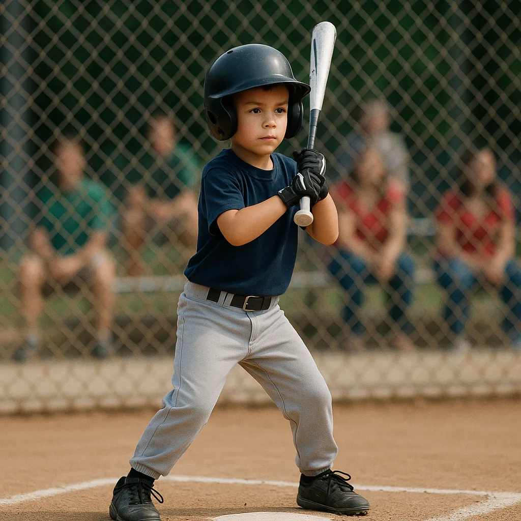 Young Baseball Player Wearing a Helmet