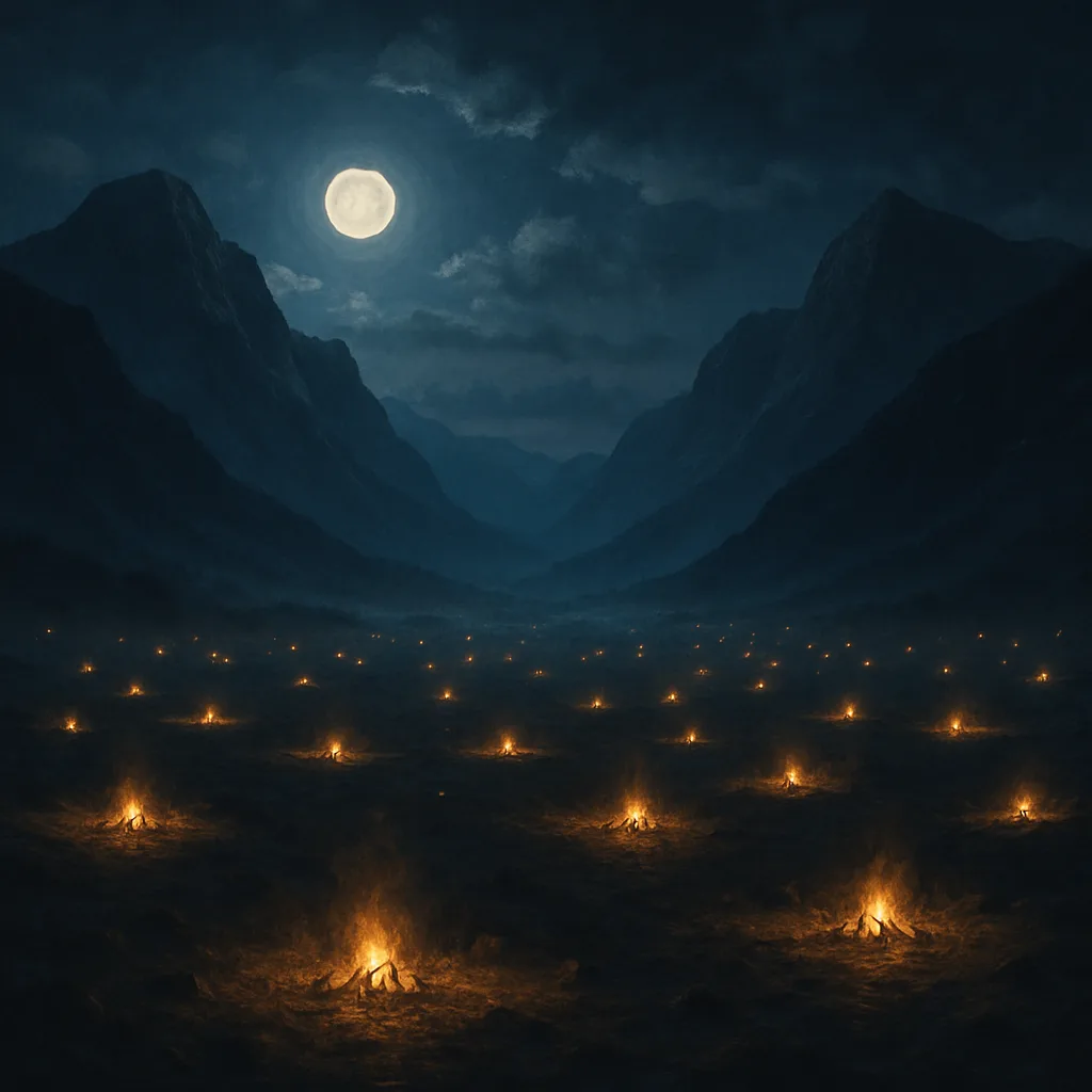 Multitude of Flickering Campfires Dots the Vast