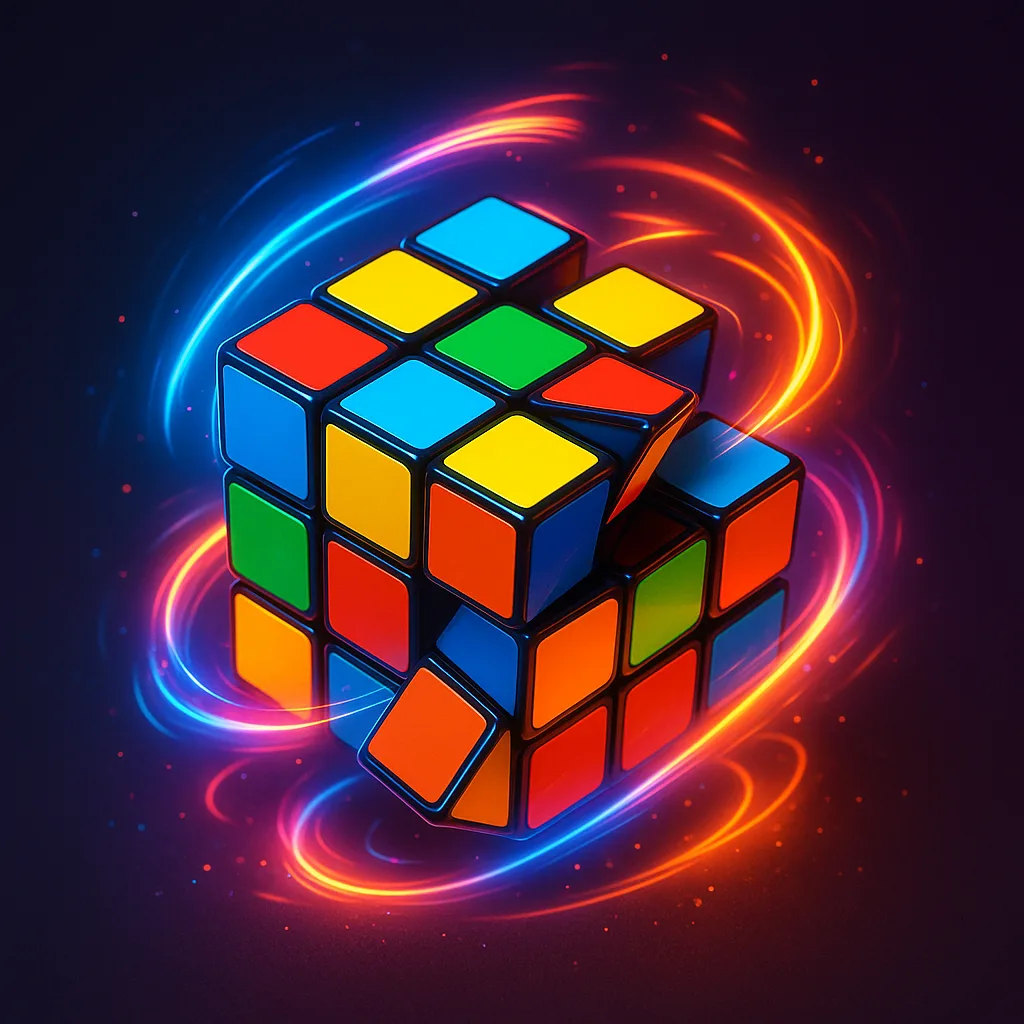 Brightly Lit Rubik's Cube in the Midst of Being Solved