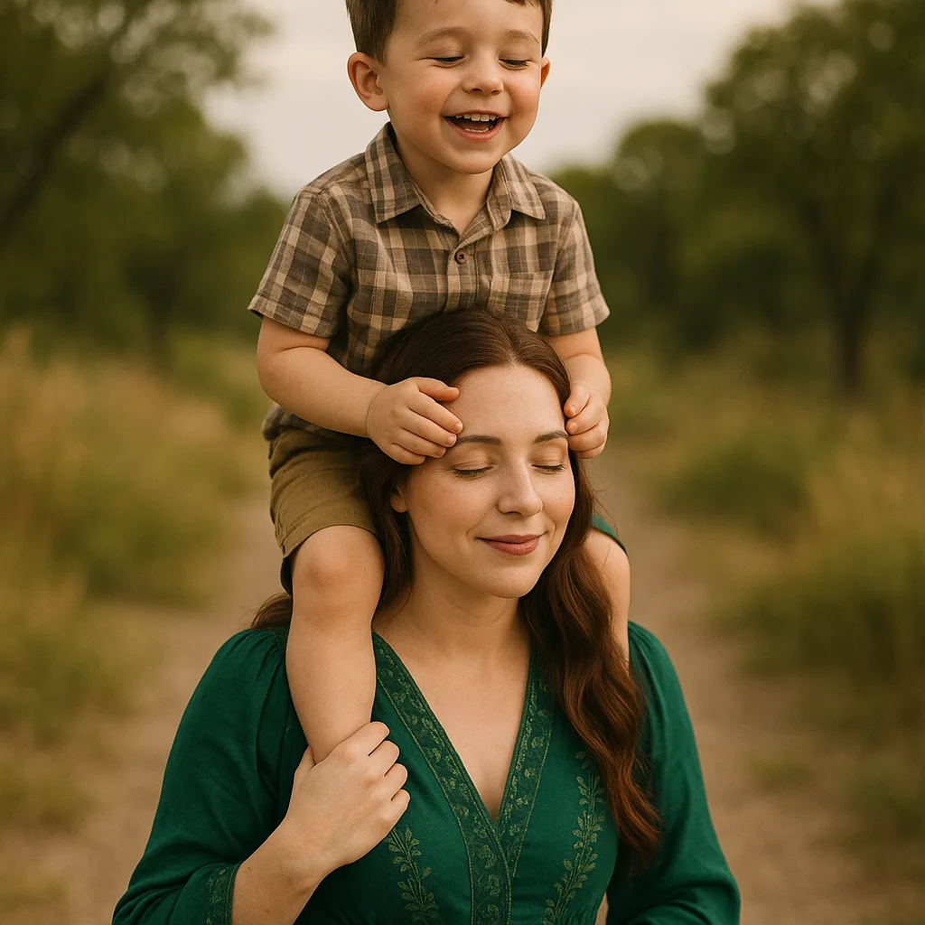 Joyful Young Boy Perches