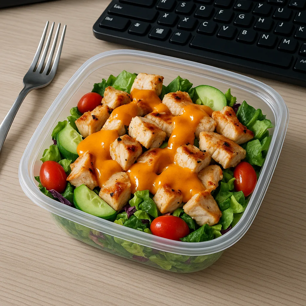 Plastic Container Filled with a Salad