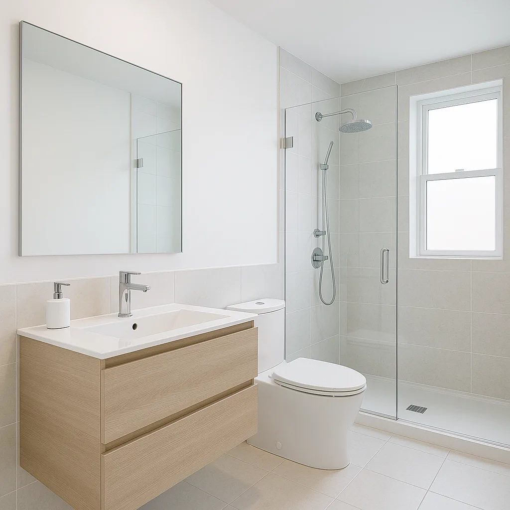 Contemporary Full Bathroom Featuring Stylish Fittings and a Clean