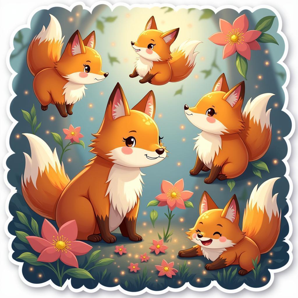 Whimsical Fox Emoticons in Luminescent Mist