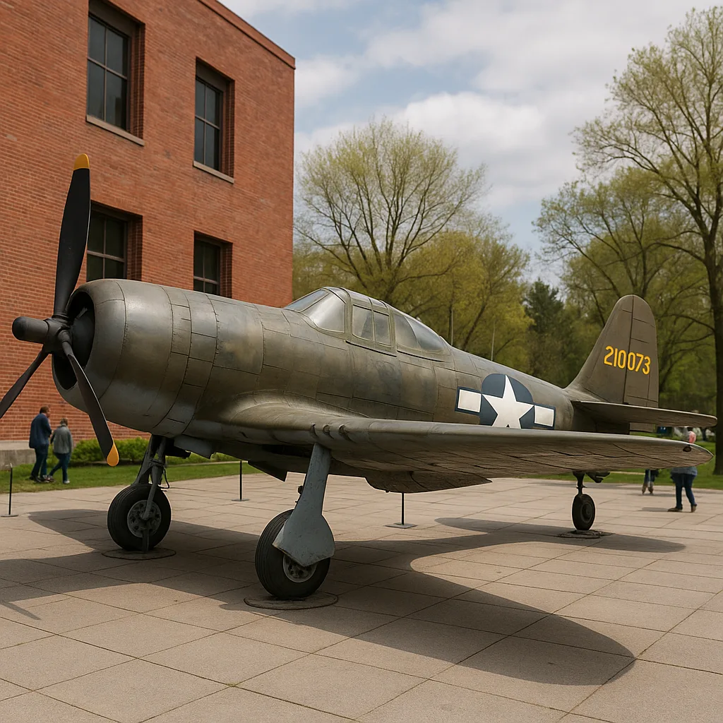Military Propeller-driven Aircraft Is Displayed Outdoors