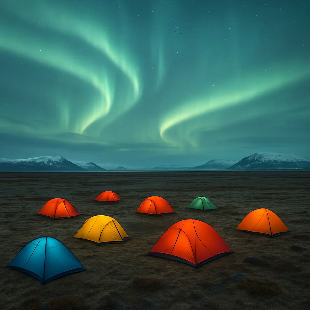 Scattering of Brightly Colored Tents Dots a Vast