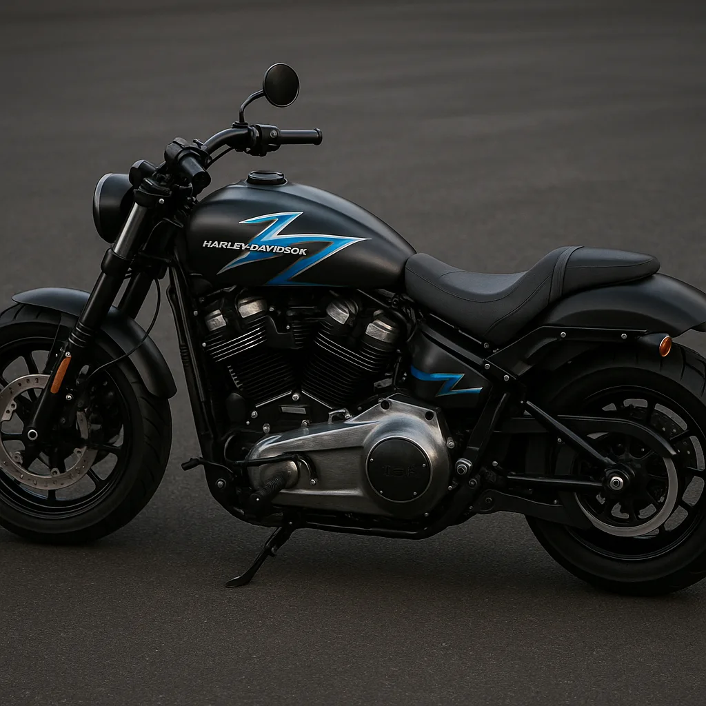 Harley-Davidson Motorcycle in Matte Black with Brushed Steel Details
