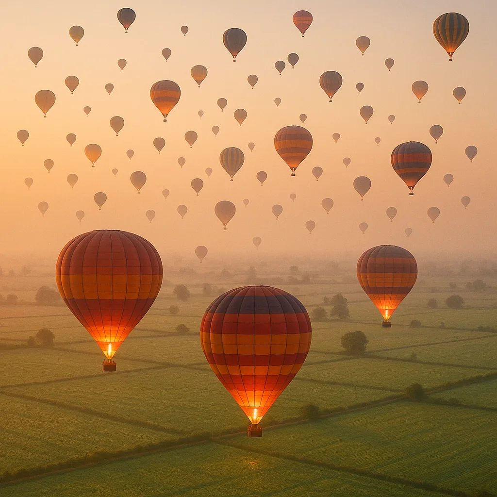 Dozens of Glowing Hot Air Balloons Ascend