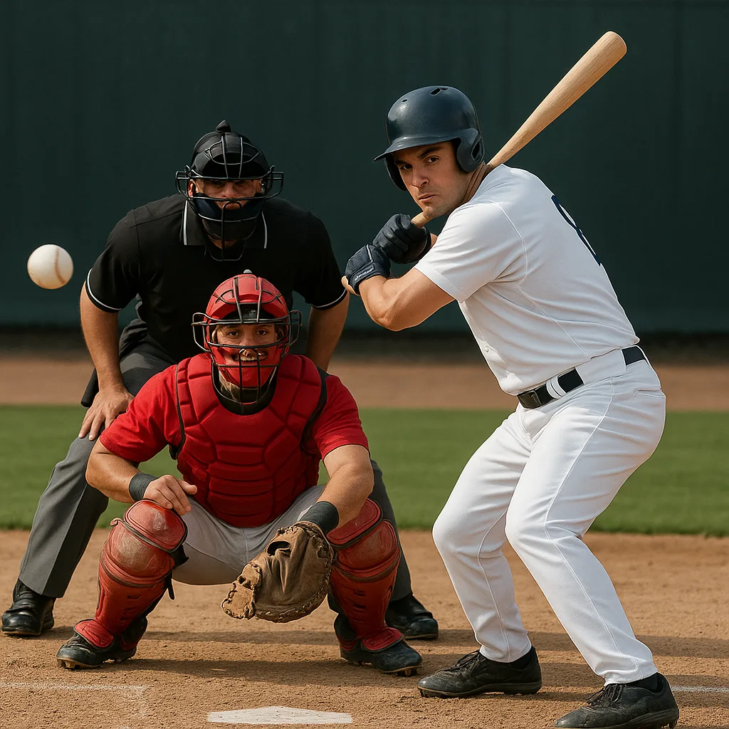 Baseball Batter Prepares to Hit a Pitched Ball