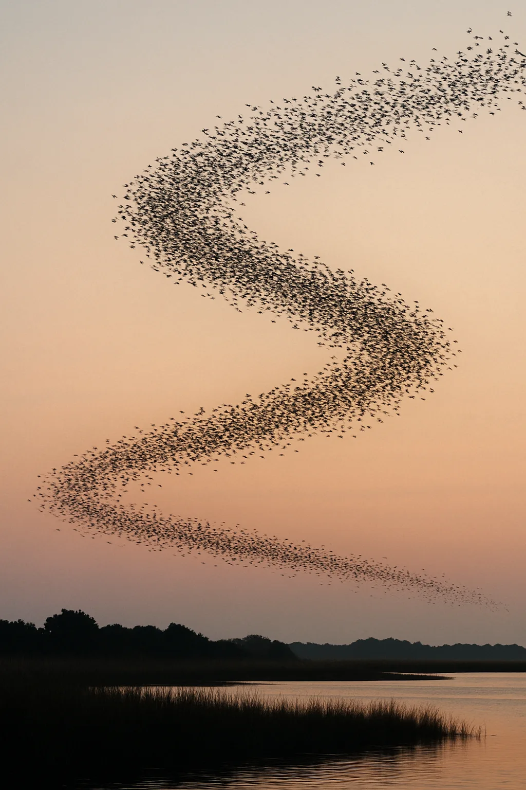 Thousands of Migrating Birds Form a Dynamic