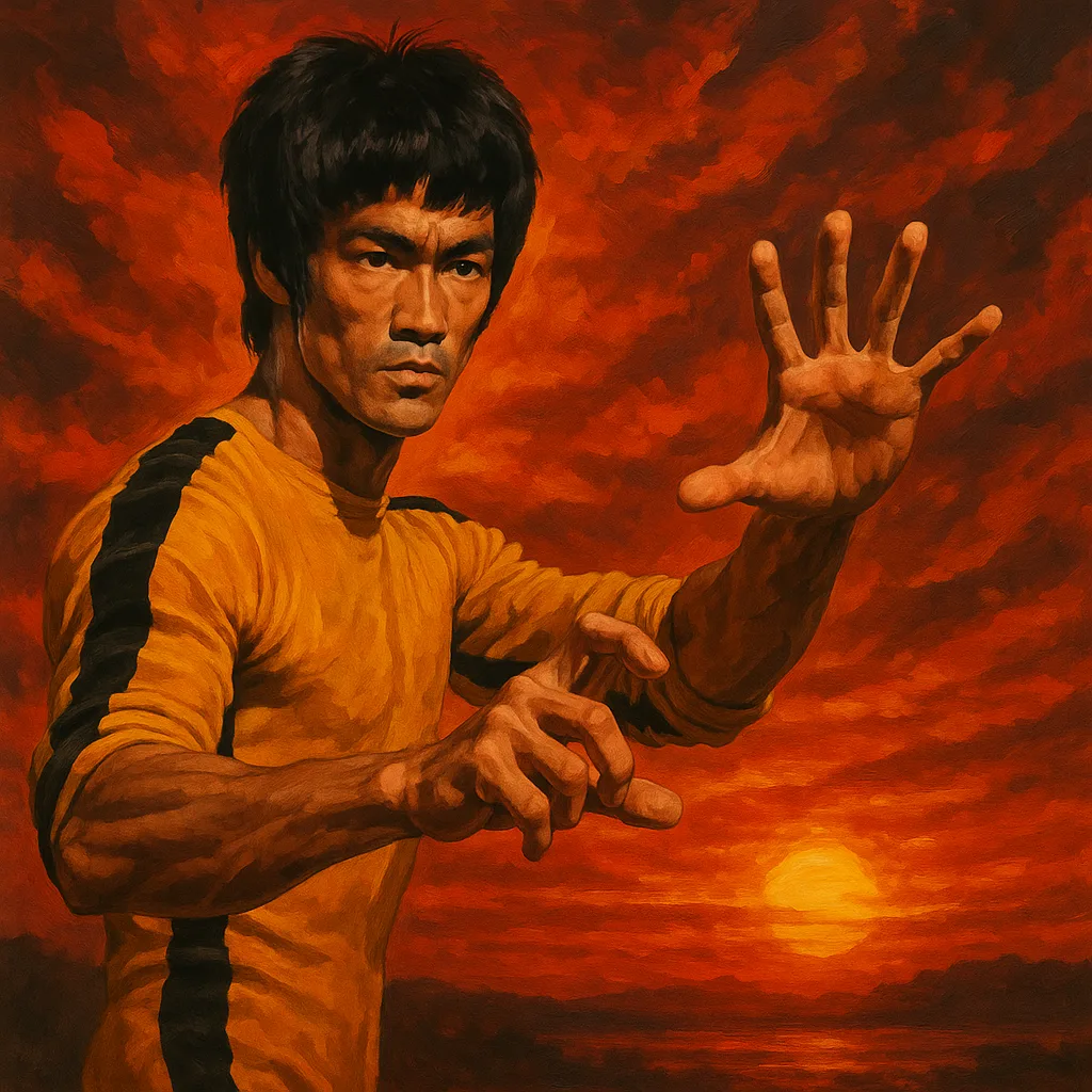 Bruce Lee Showcasing His Iconic Stance
