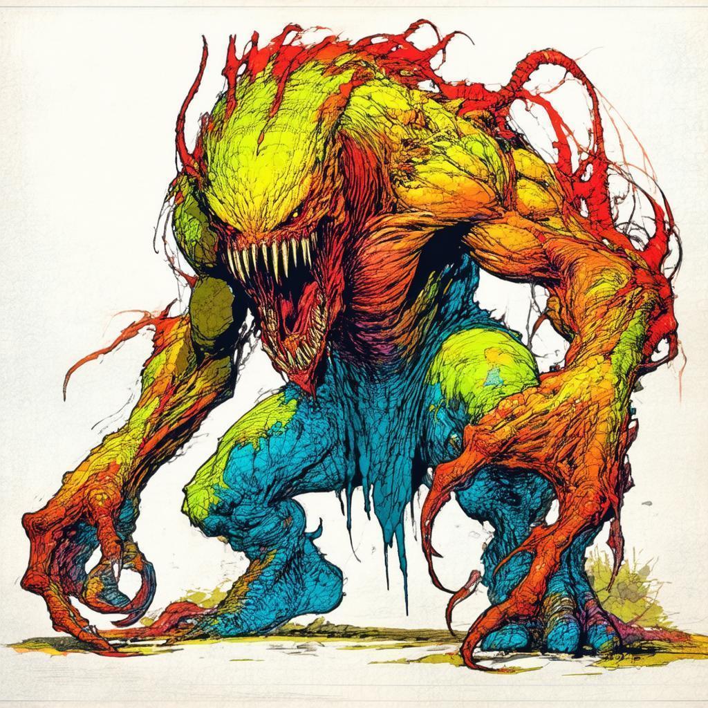 Playful Pale Monster in a Dynamic Pose