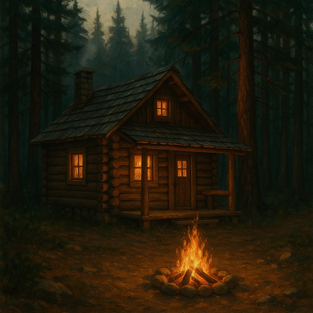 Cozy Wooden Cabin Nestled Among Towering Pines