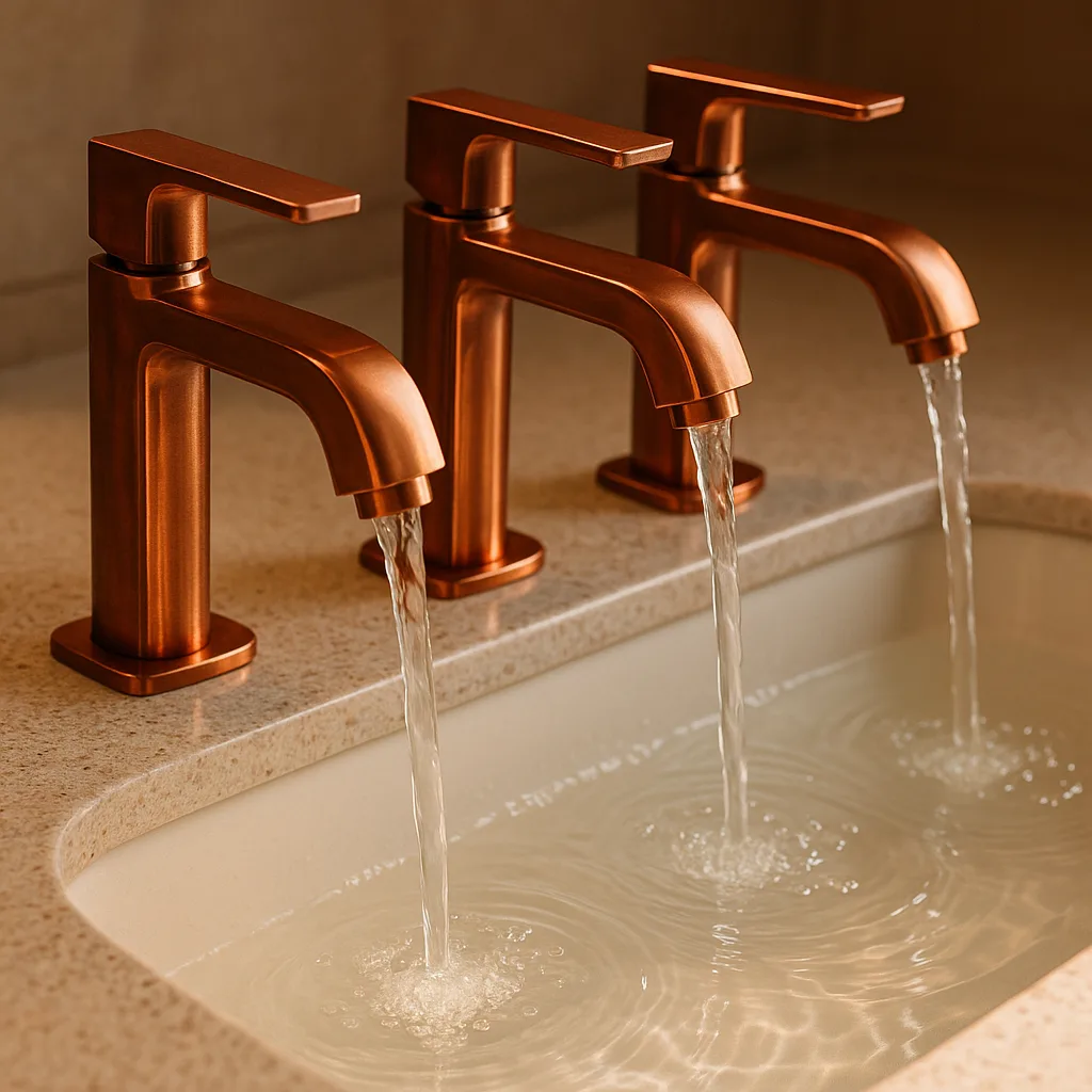 Trio of Sleek Copper Faucets