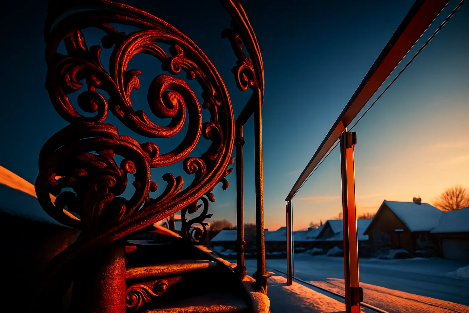 Ornate Baroque Detailed Wrought Iron Bannister