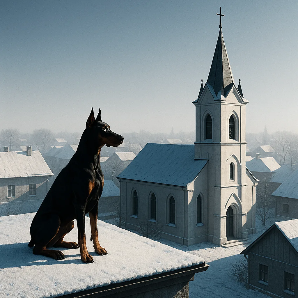Doberman and Church
