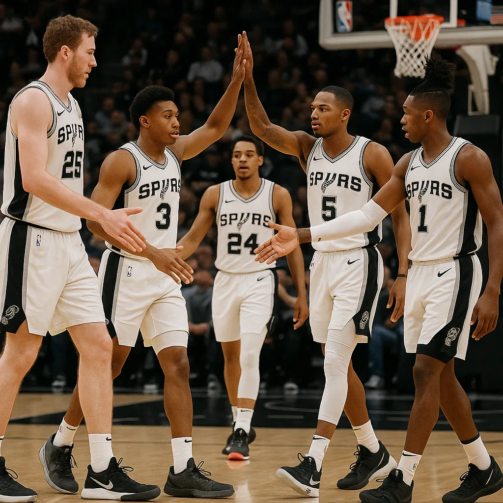San Antonio Spurs Players Wearing Team Jerseys Exchange Handshakes
