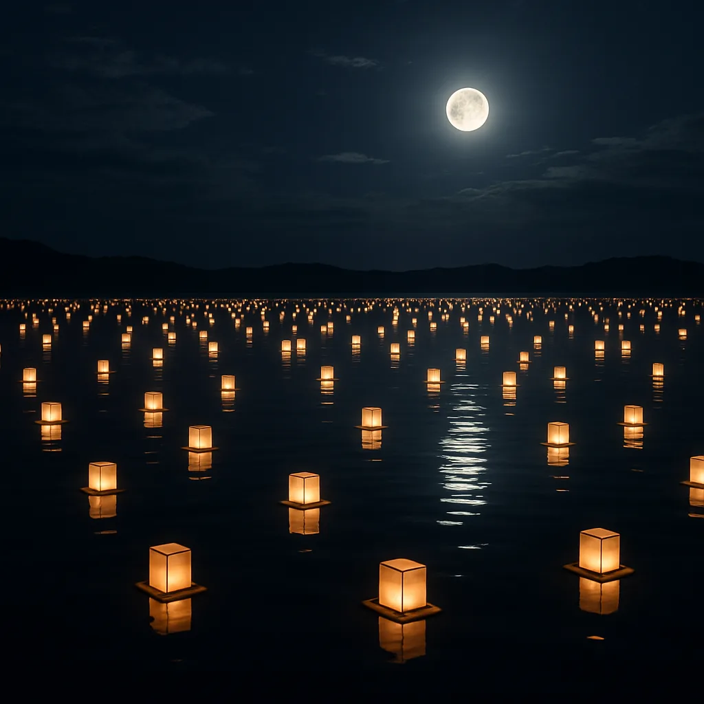 Hundreds of Softly Glowing Paper Lanterns Drift Serenely