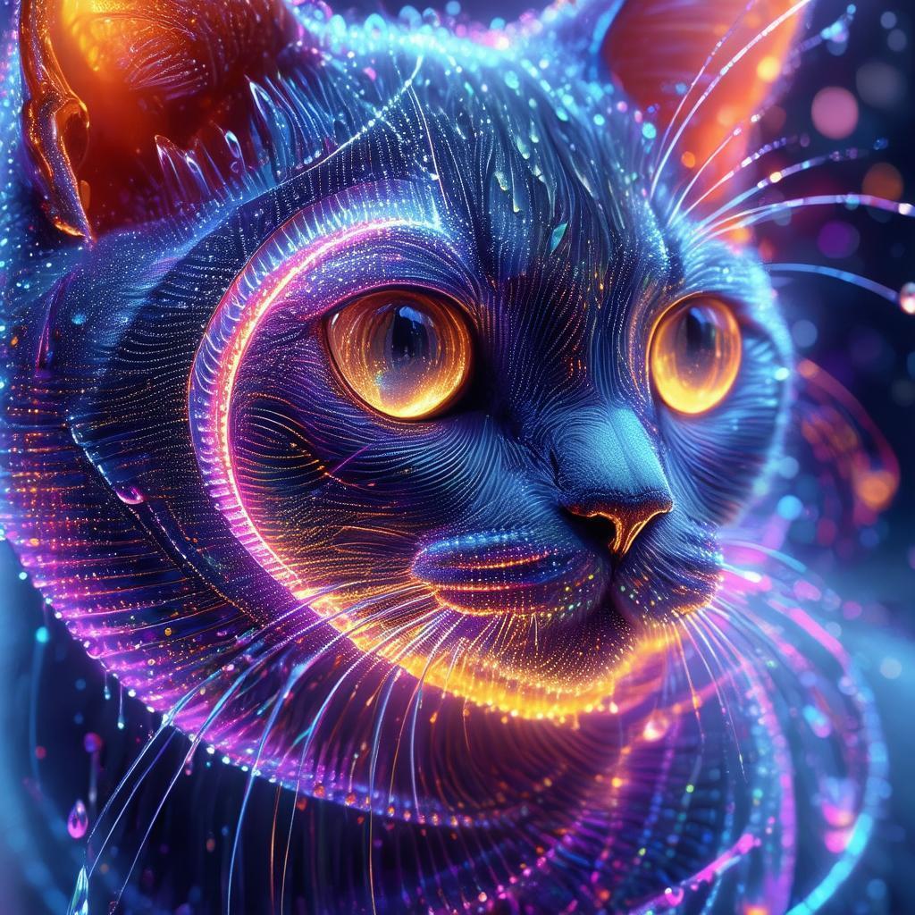 Fibonacci Spiral Cat in Neon Sweat