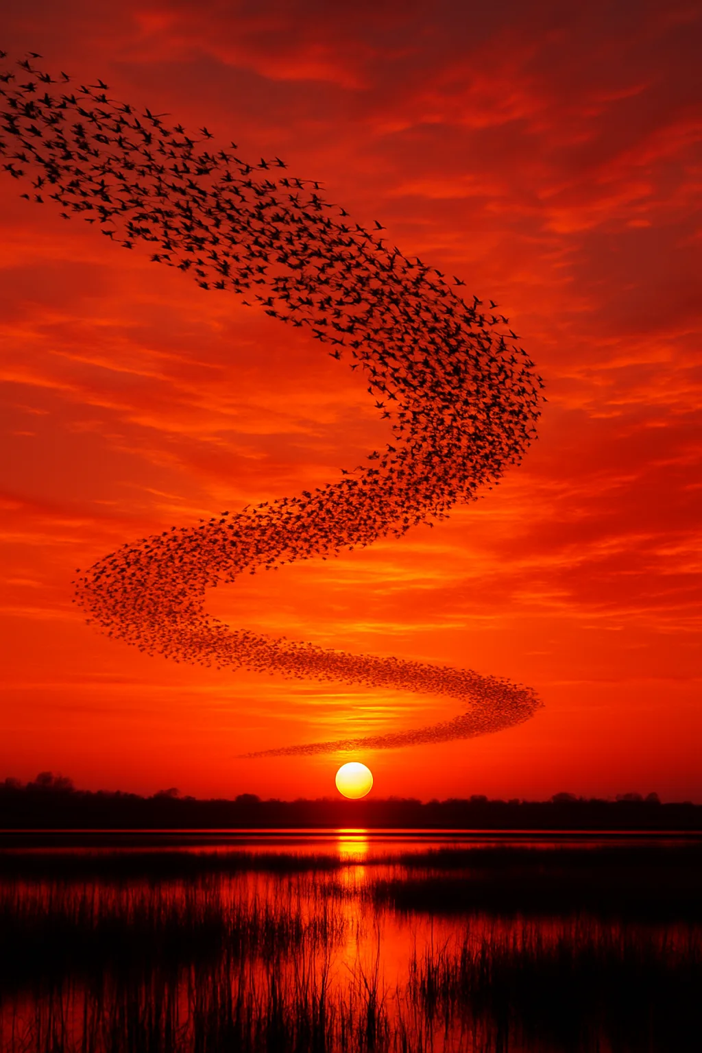 Innumerable Migrating Birds Form a Massive
