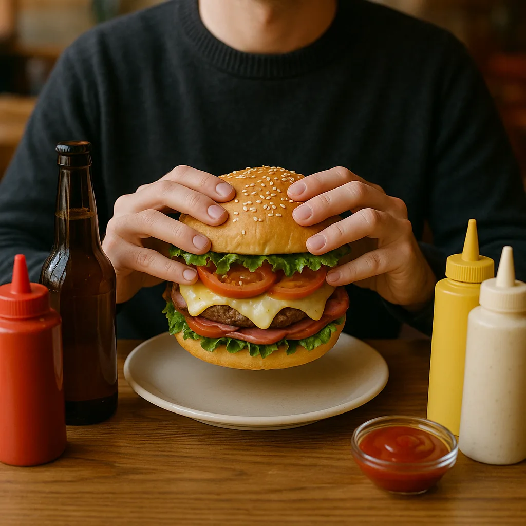 Person Wearing a Dark Sweater Is Sitting at a Restaurant