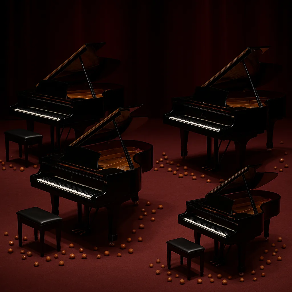 Quartet of Polished Grand Pianos