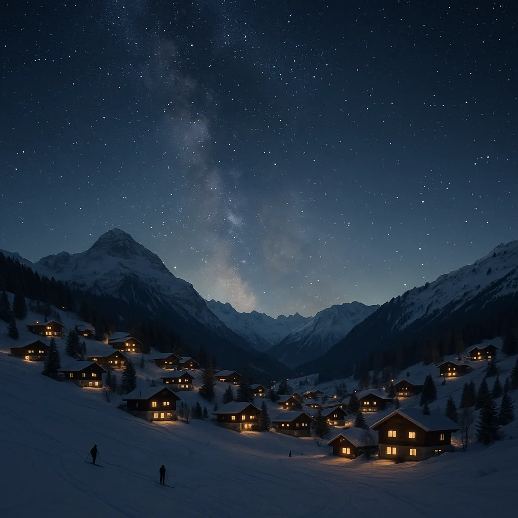 Under a Peaceful Night Sky Filled with Stars