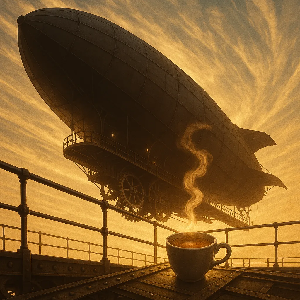 Airship Featuring External Walkways and Railings