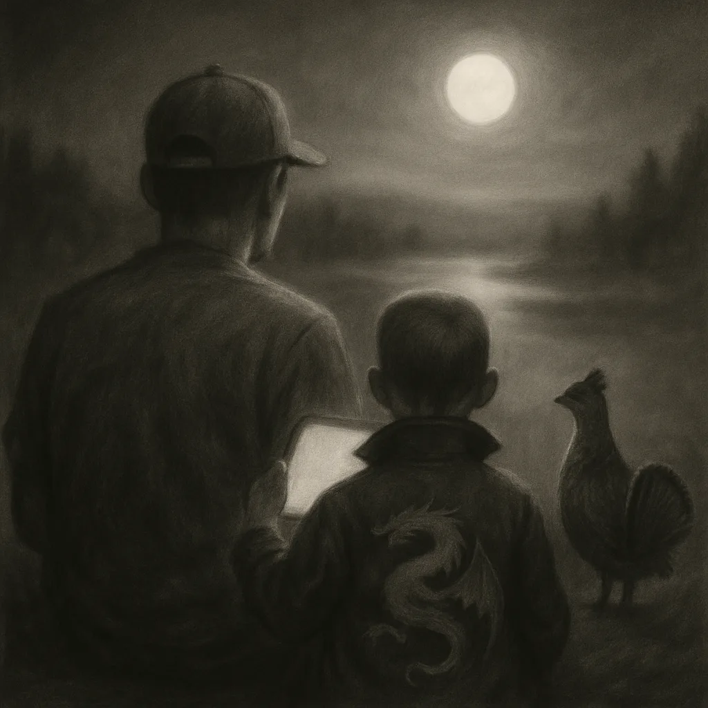 Charcoal-sketched Figure in a Baseball Cap Sits Relaxed