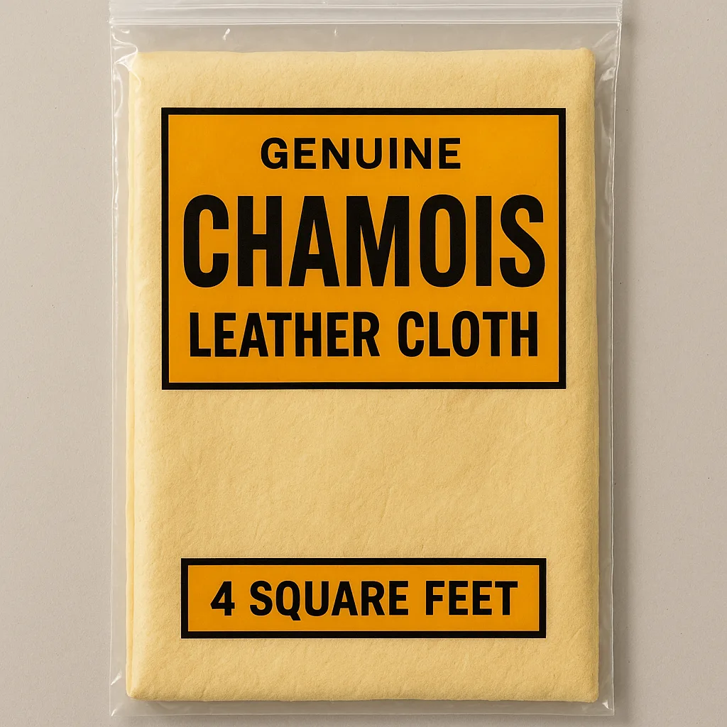 Packaged Genuine Chamois Leather Cloth with Product
