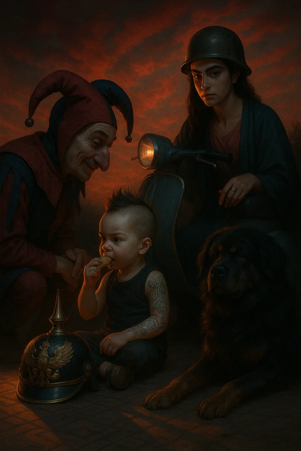 Medieval Jester with a Prominent Bulbous Nose Engages