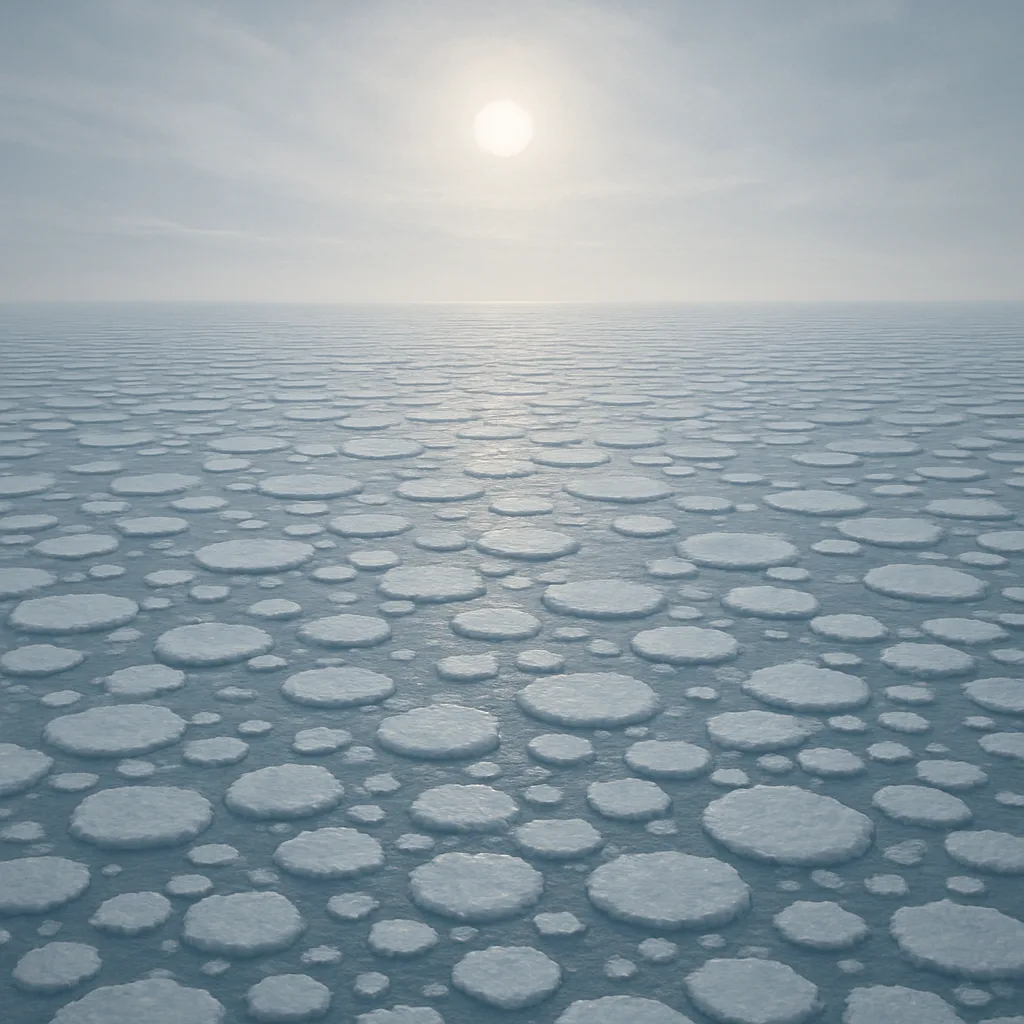 Myriad Tiny Ice Floes Drift Silently Across a Vast