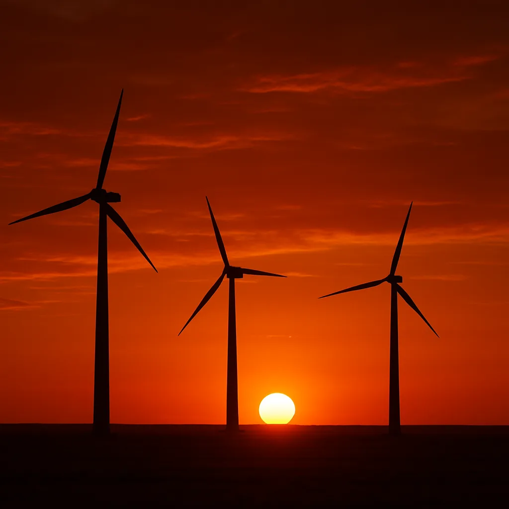 Few Solitary Wind Turbines Stand