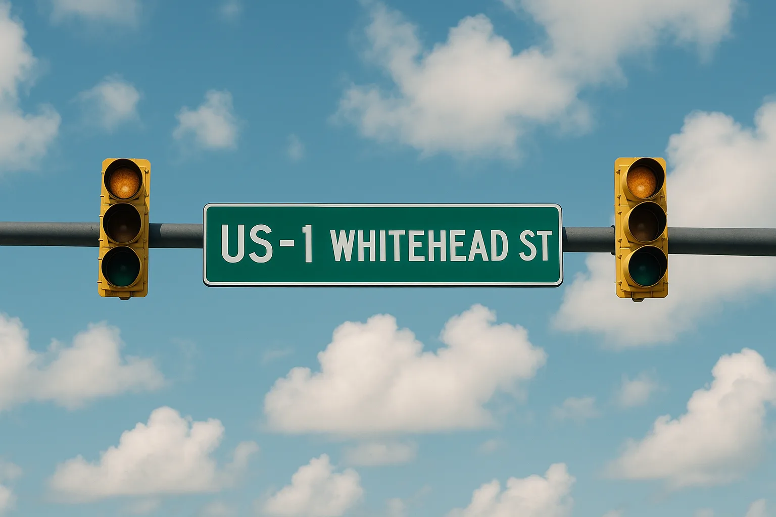 Green Street Sign Reading "US-1 Whitehead St"