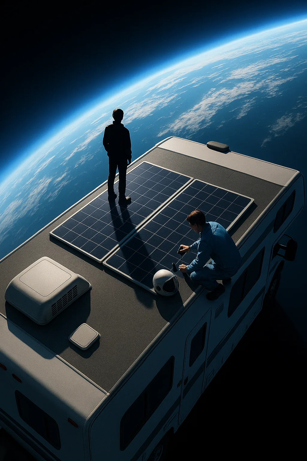 Two Tiny Figures—one a Dark Silhouette