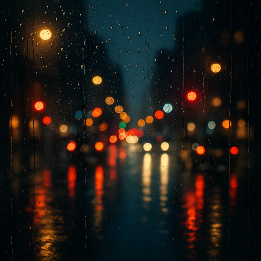 Rainy City Street at Night