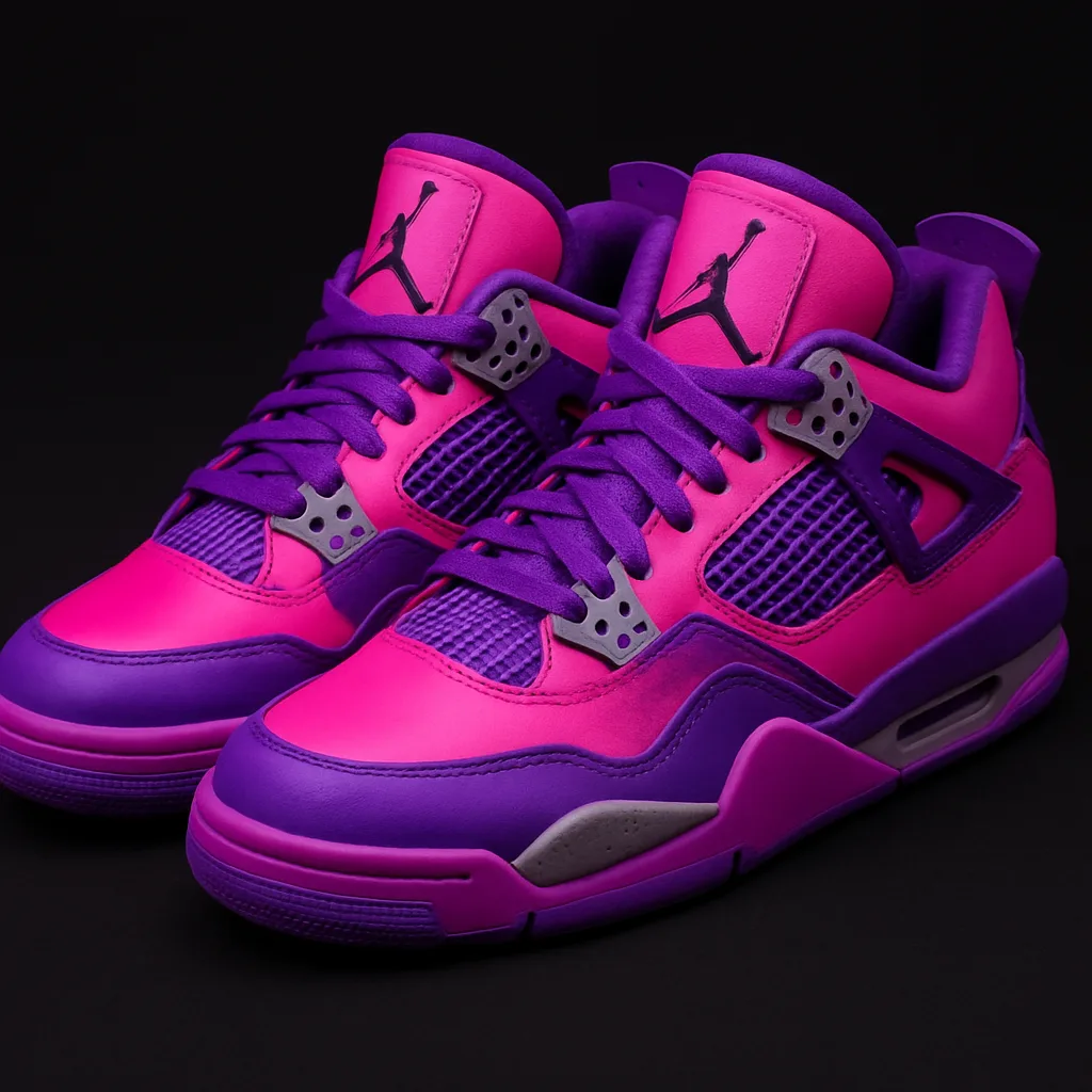 Vibrant Pink and Purple Air Jordan Sneakers