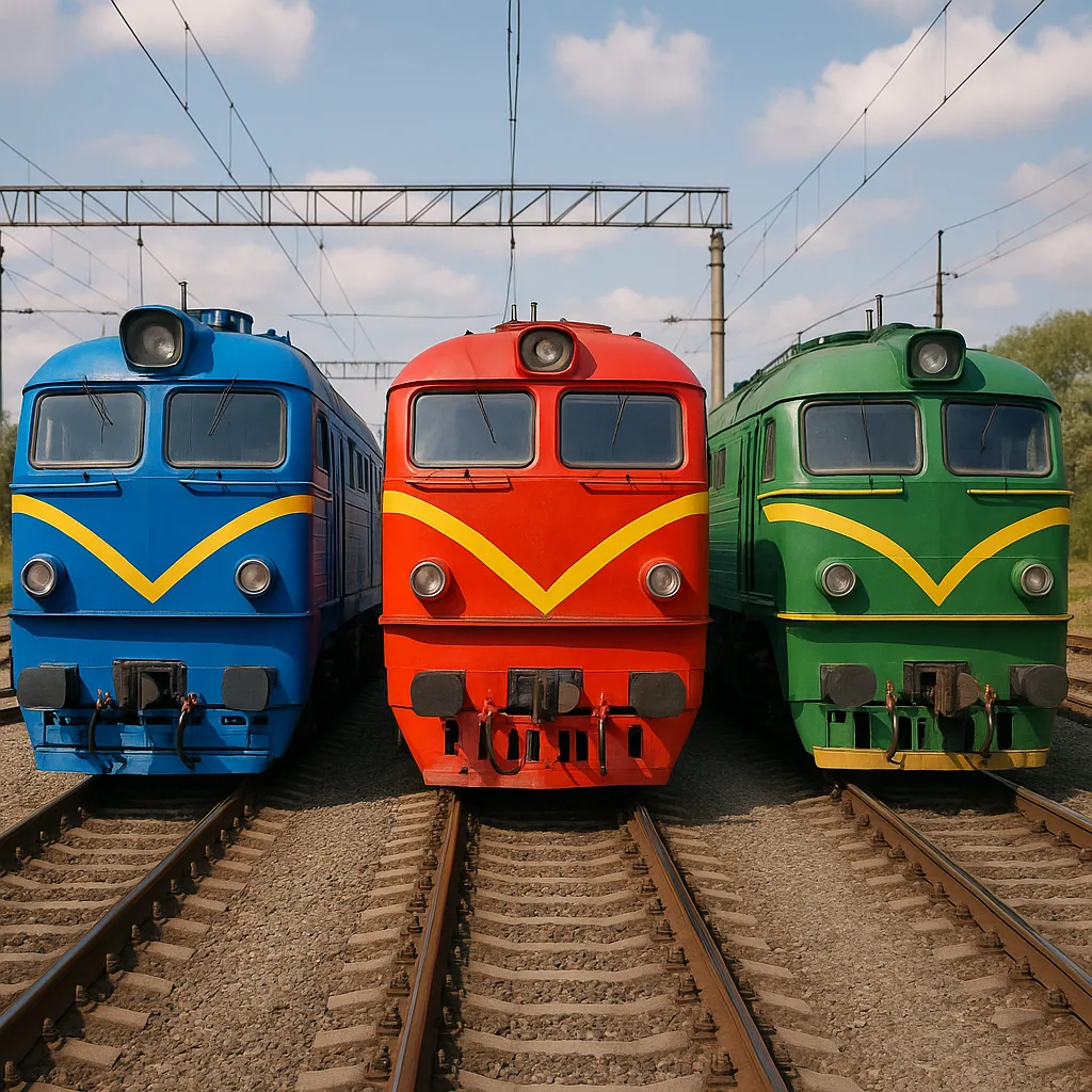 Image Showing Three Vibrant Trains