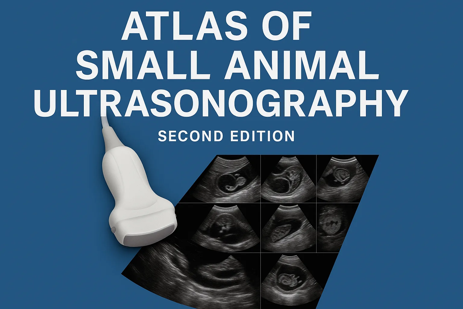 Medical Textbook Cover Featuring an Ultrasound Probe Casting an Image