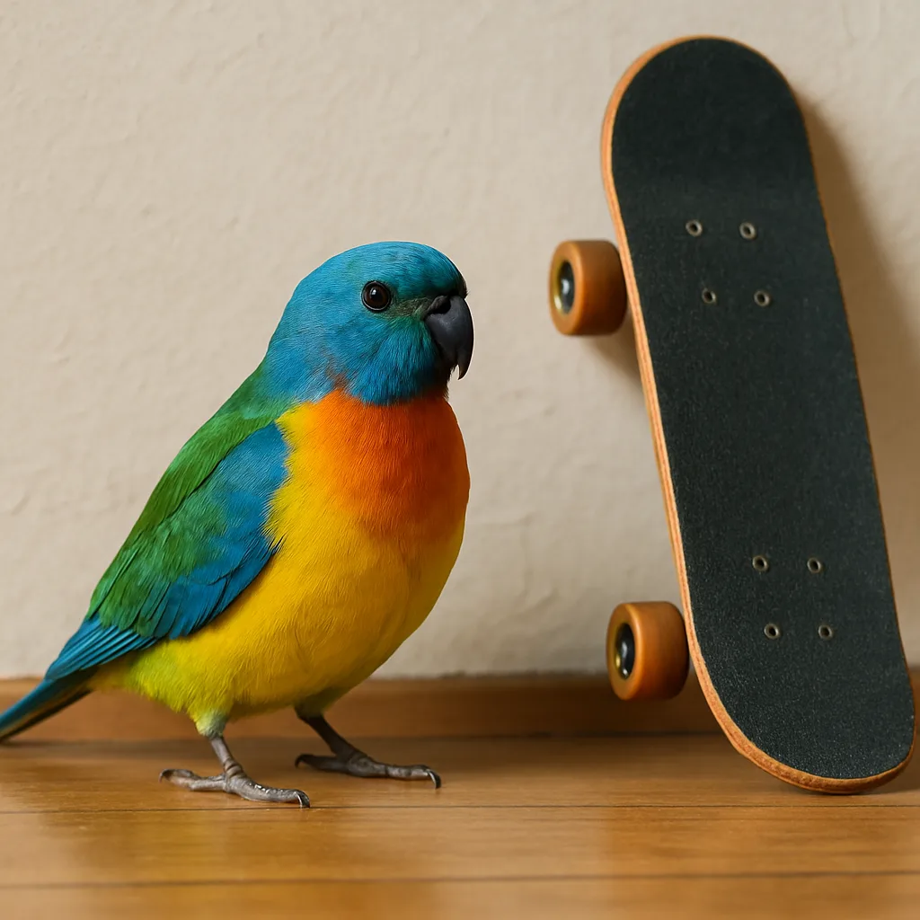Picture of a Vibrant Bird Perched on a Wooden Surface