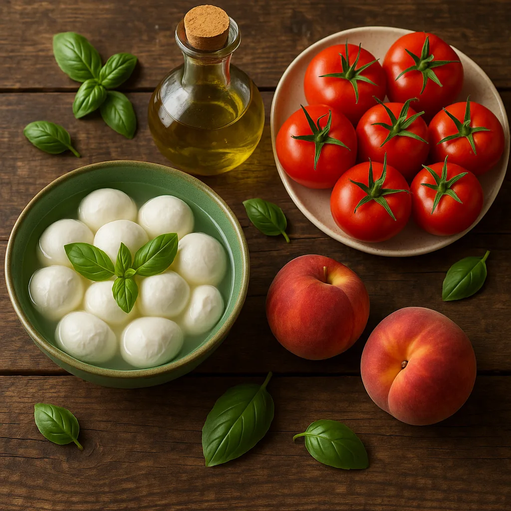 Rustic Wooden Table Displays a Green Bowl of Fresh Mozzarella