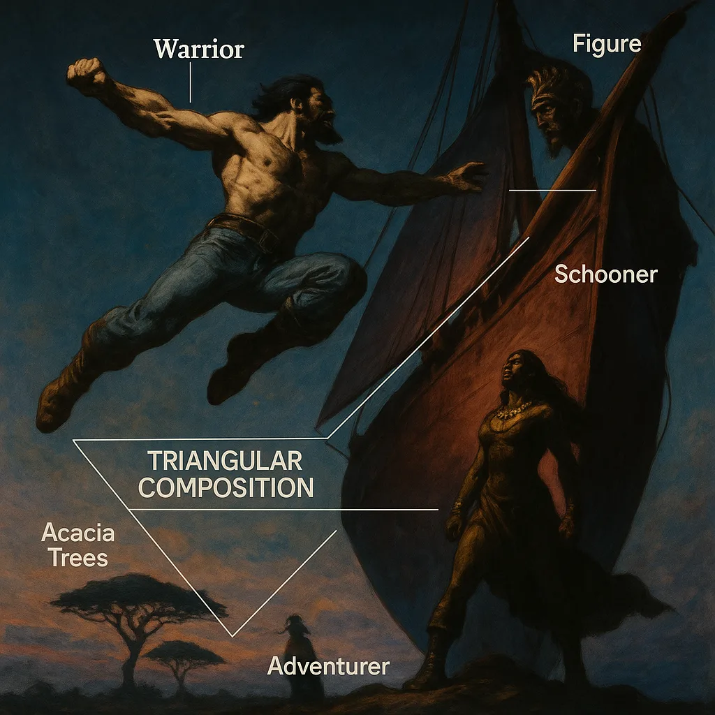Frazetta-esque Warrior in a Dynamic Mid-movement Leap