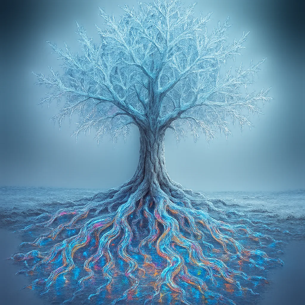 Tree Whose Roots Flow Like Liquid Crystals and Whose Branches