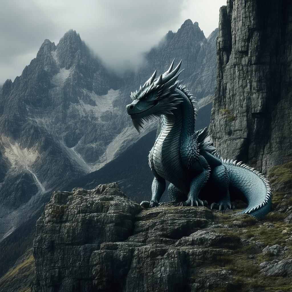Mountain Dragon Resting on a Rocky Outcrop
