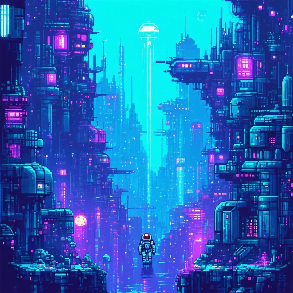 Pixel Astronaut in a Drowned Dystopia