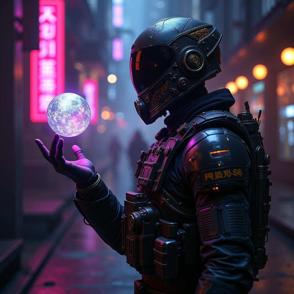 Soldier Cradling a Glowing Alien Orb